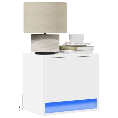 Juroupi Mesitas de Noche de Pared con Luces LED 2 Unidades mesillas de Noche mesita Flotante Dormitorio Mesa de Noche Blanco - 852076