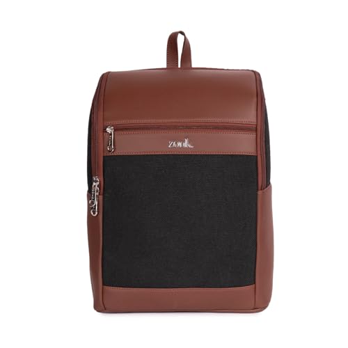 ZOUK Amalia Unisex Vegan Leather Laptop Backpack (Large) | Stylish Office & Travel Backpack for Men & Women | Fits 15-inch Laptop | Jet Black