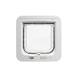 SureFlap Sure Petcare Mikrochip Katzenklappe, mit RFID-Halsbandanhänger und Mikrochip kompatibel, EIN-Tasten-Steuerung, zur Installation in Türen, Weiß, 4 AA Batterien erforderlich, Nicht enthalten