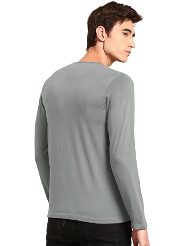 Image of LAZYCHUNKS Regular Fit Solid Super Combed Cotton Rich Henley Neck Full Sleeve Men's T-Shirt