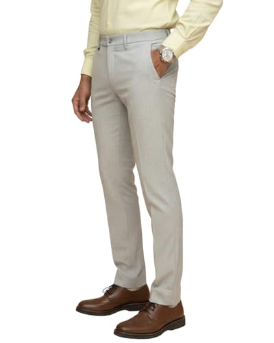 Image of SaintX Men's Premium 4-Way Solid-Stretchable Formal Pants | Performance Grade Pro Weave Anti-Wrinkle Fabric | Slim Fit Trouser | Shirt Gripping Expandable Waistband | Executive Office Wear (ST02)