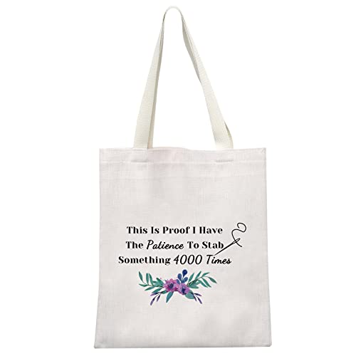 GJTIM Cross Stitch Project Bag "Proof I Have Patience" Tote
