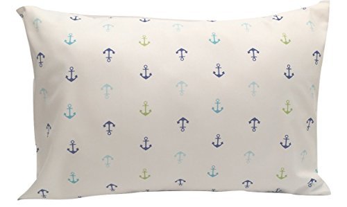 ELLA & MAX Funda de almohada para niños pequeños. Ancla náutica. Suave y tierno. Se adapta a almohadas de 13 x 18 y 14 x 19 pulgadas. Fácil de lavar