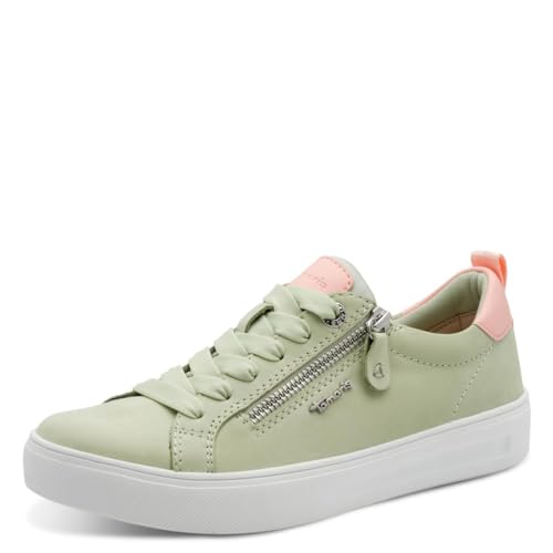 Tamaris Damen Wide Fit Damen Sneaker flach mit Reißverschluss Freizeit, grün (Mint), 37 EU – Ansicht 1