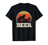 Bear Deer Antlers Funny Craft Beer Retro Graphic Tee Gift T-Shirt