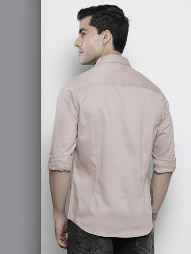 Image of The Indian Garage Co Men Slim Fit Solid Full Sleeves Spread Collar Casual Shirt