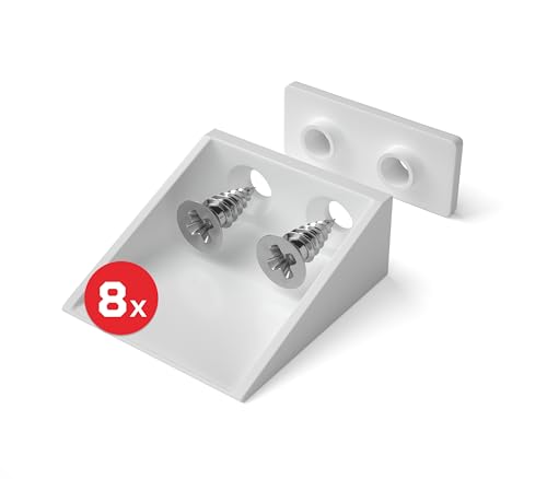 BAUHELD Coin de butée pour volet roulant [8 pièces] - Butée de volet roulant extérieure en plastique [Fabriqué en Allemagne] - Arrêt de volet roulant incluant des vis - Compatible avec les lames de