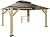 AMERLIFE 13x15 Wood Gazebo, Hardtop Gazebo with Iron Roof Double Roof, Outdoor Gazebo with Wood Frame for Patio, Parties, Garage, Lawns, Black + Natural Wood