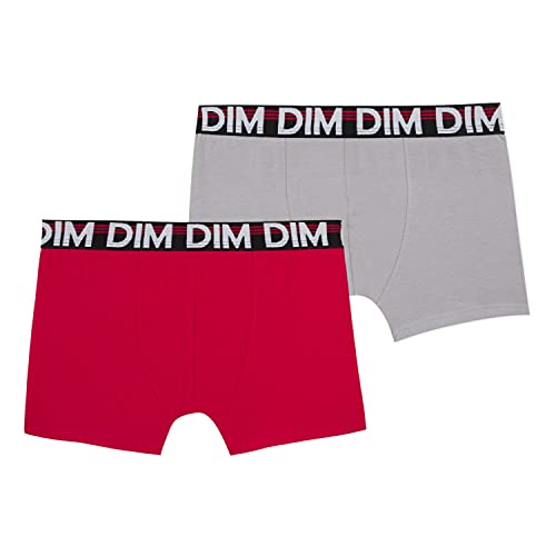 DIM BOXER ECODIM, Ropa interior de hombres Niños Niños, Gris/Rojo (Grey/Red), 12 ans