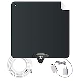NoCable 50 - Indoor Amplified HDTV Antenna | 30-50 Mile Range, 12 Foot Cable, Free TV for Life, Reversible and Ultra-Flat, Digital Antenna & Signal Boosting Amplifier. Easy Install