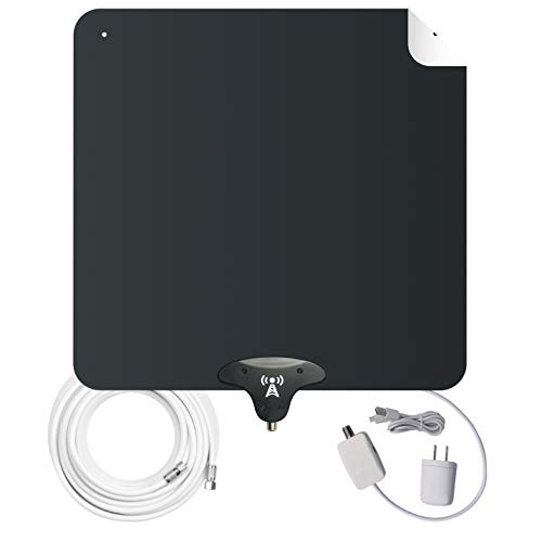 NoCable 50 - Indoor Amplified HDTV Antenna | 30-50 Mile Range, 12 Foot Cable, Free TV for Life, Reversible and Ultra-Flat, Digital Antenna & Signal Boosting Amplifier. Easy Install