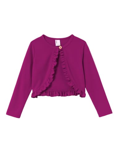 Image of PATPAT Girls Cardigan Bolero Size 4-12 Years Kids Knit Long Sleeve Ruffle Open Front Button Cover Up Cropped Tops for Girls