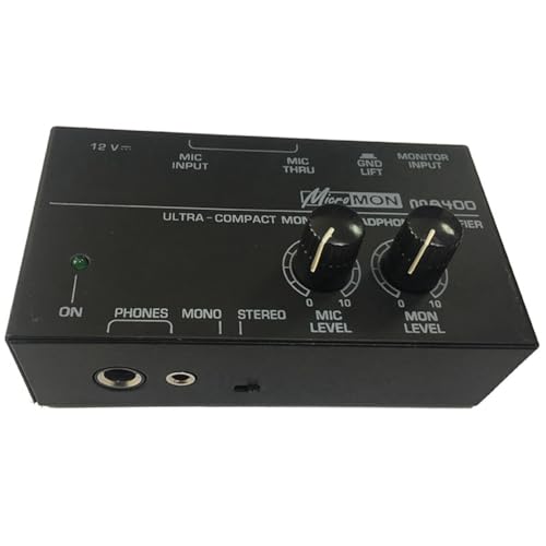 Bosiyrggrl Neuer MA400-Kopfhörer-Vorverstärker, Mikrofon-Vorverstärker, Kopfhörerausgänge 6,35 mm und 3,5 mm, Mischer, EU-Stecker, einfach zu bedienen