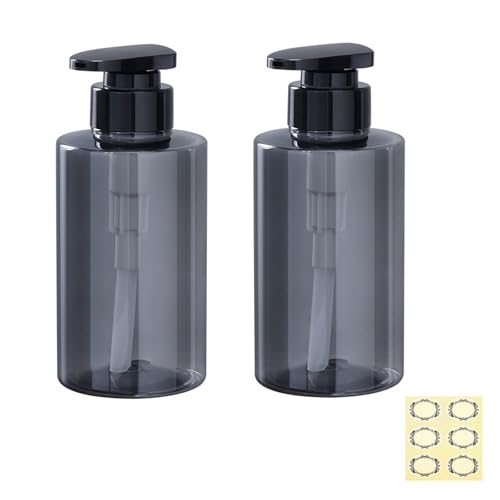 Apstaqeoo Lot de 2 distributeurs vides à pompe de 300 ml – Flacons rechargeables en plastique pour shampooing, savon à main et vaisselle avec pompe,...