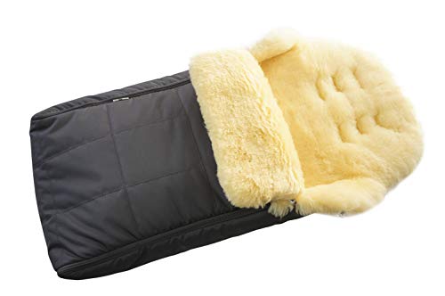 MILABERT Genuine Premium Quality Sheepskin Baby Footmuff | Bunting | Bag | Stroller Warmer-US (Graphite)