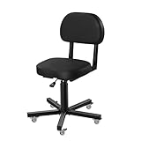 Poarmeey Rolling Stool with Back Support Tattoo Chair for Artist Salon Black Adjuestable Swivel Stool with Backrest for Work Spa Shop Home Massage Use