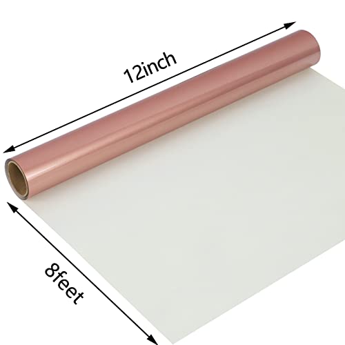 Image of guangyintong PU Heat Transfer Vinyl Rose Golden HTV Rolls, 12 inch x 8ft Iron on Vinyl Bundle for T-Shirts, Stretchy Thin Soft HTV Vinyl for All Cutter Machine Easy to Cut & Weed for Heat Vinyl Design