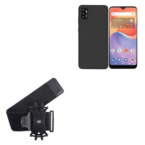 BoxWave Holster Compatible with Consumer Cellular ZMax 11 - ActiveStretch Sport Armband, Adjustable Armband for Workout and Running - Jet Black