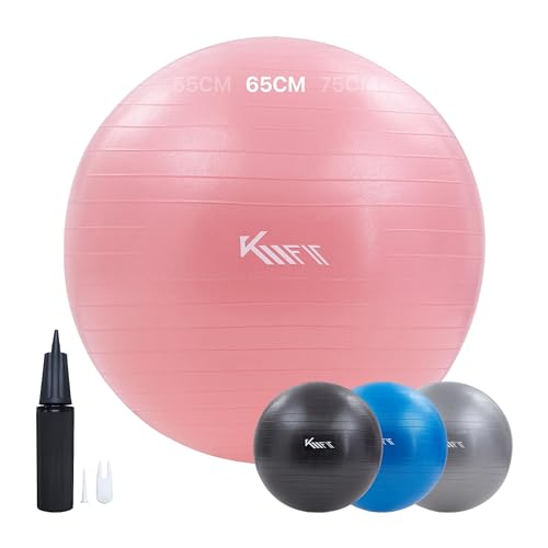 KM-Fit Gymnastikball 65cm | Trainingsball mit Luft-Pumpe | Sitzball Büro Anti-Burst...