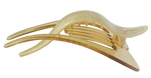 Parcelona French Pelican Light Beige Ivory Celluloid Acetate 5 Inch Salon Hinge Hair Claw Clip Slide in Secure Grip Clamp Clutcher miniatura 2