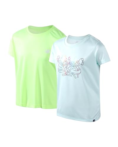 New Balance Girls' Active T-Shirt - 2 Pack Performance Short Sleeve Shirts - Cute Athletic Graphic Tees for Girls (7-16)