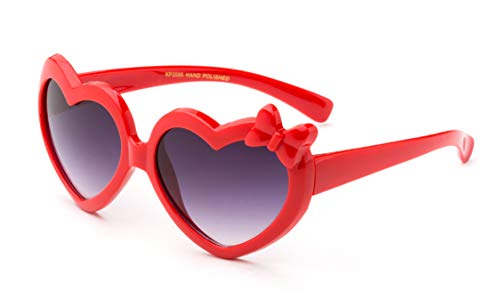 Girls Heart Sunglasses with Bow Cute Heart Shaped Sunglasses for Girls