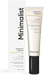 Minimalist Caffeine Eye Cream with Retinal & Vitamin K for Dark Circles, Puffiness, Bags Under Eyes, Wrinkles & Fine Lines | For Women & Men | 0.49 oz / 14 gm