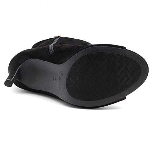 Shoe Land Chelsee Women's Peep Toe Heeled Booties Fashion Ankle Boots Black 8.0 #TOP5