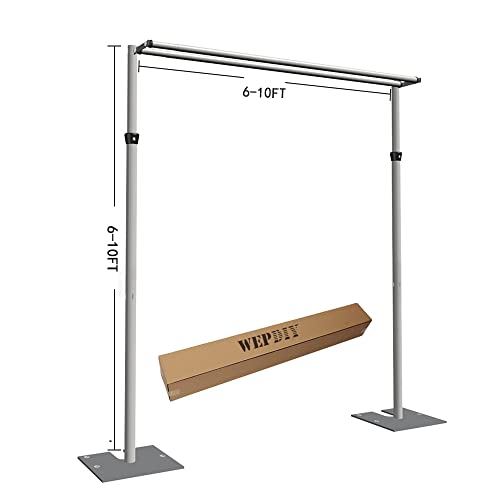Portable Adjustable Backdrop Kit /Portable Pipe And Drape Backdrop Kit 10' X 10' For Wedding Decoration And Party Decoration By Wepdiy (Tall-10Ft* 2 Cross Bar10Ft) #TOP1