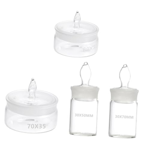 MUCKLILY 4pcs Laboratory Glass Weighing Bottles Low/high Type Sealed Glass Bottles for Chemistry Lab Use