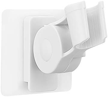 KnnRiim Shower Head Holder,Plastic Bathroom Strong Adhesive Showerhead Adapter,Wall Mount Adjustable Handheld Shower Head Holder Bracket,Waterproof,Relocatable Shower Wand Holder,White