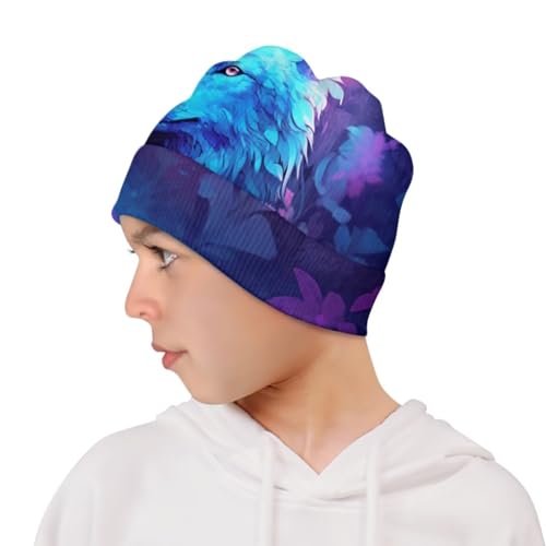 Animal Beanie Hats for Boys Girls Snug Thick Warm Cuffed Slouchy Graphic Beanie Kids Fall Winter Hat Gift4