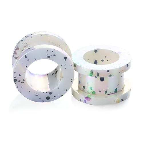 Decentraland 2 PCS 4mm(6G) White Flexible Ear Gauges Flesh Earrings Multicolor Wavy Point Outer Tooth Hollow Pulley Auricle Tunnel Expander Ear Piercing Jewelry for Women Men