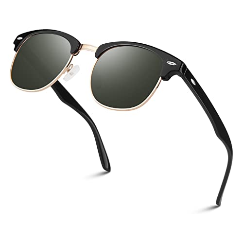 Image of LINVO丨Half Rim High-end Branded and Stylish Sunglasses丨Polarized and 100% UV Protected 丨Men & Women丨Medium丨Riding & Driving