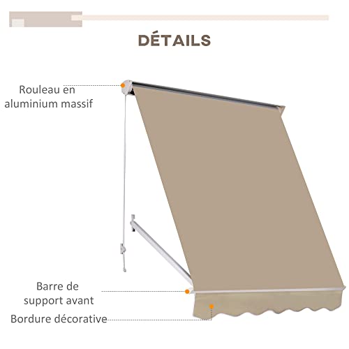 Store banne manuel anti-chaleur Outsunny réglable imperméable beige