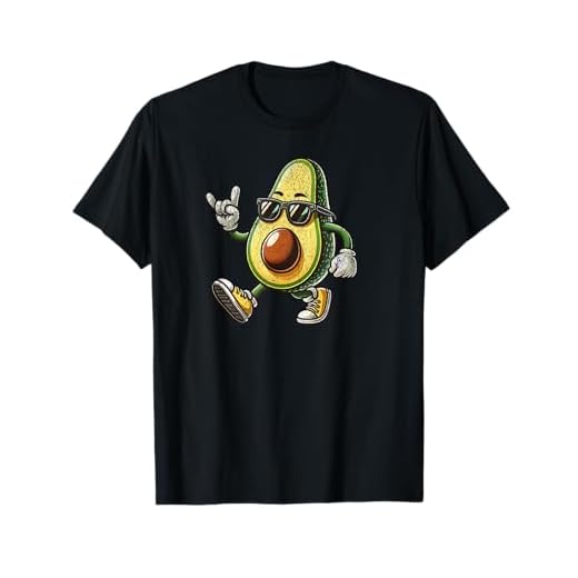 Dibujos animados retro aguacate con gafas de sol hombres Camiseta