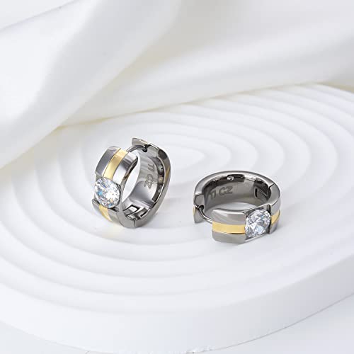Pendientes de aro de titanio G23 unisex con circonitas cúbicas 3