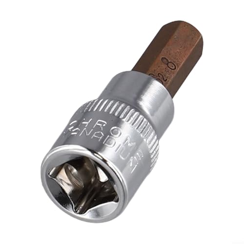 Juego de brocas de 3/8 pulgadas con hexagonal H3-H10 y para Torx -T55 para destornillador, compatible con llave de trinquete de 3/8 pulgadas, acero al cromo vanadio, 1 pieza (H8)