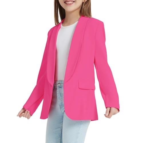 Girls Blazer Jackets Trendy Long Sleeve Open Front Suit Coats Casual Kids Lapel Collar Formal Blazers with Pockets3