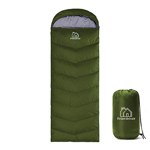 Friendriver XL Size Upgraded Version of Camping Sleeping Bag 4 Seasons Warm and Cool, Lighter Weight, Adults and Children Can Use Waterproof Camping Bag, Travel and Outdoor Activities(Green)