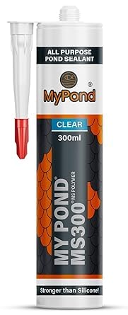 MyPond MS300 Marine Sealant Clear Window Sealer Pond Sealer for Leaks Concrete Glass Metal MS Polymer Adhesive 4x Stronger than Aquarium Silicone Caulking Pond Liner Adhesive Clear Sealant 300ml