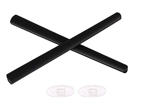 NicelyFit Replacement Temple Ear Socks for Oakley Metal Plate OX5038 Carbon Plate OX5079 Eye Glass Frames (Black with Nose Pads)