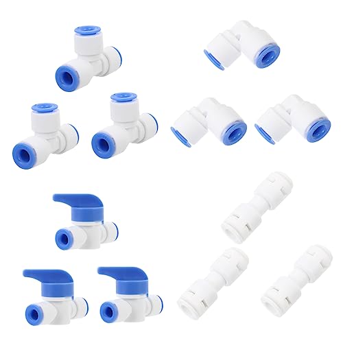Gatuida Water Filter Fitting Kit 12pcs Quick Tube Connectors for Water Purifier Parts