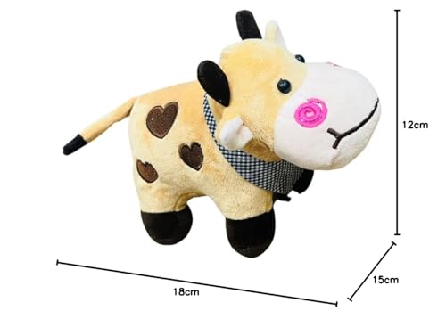 Image of HUG 'n' FEEL SOFT TOYS - Brown Cow 28cm Soft Toy Plush Toy | Big Stuffed Animal | Ultra Soft, Huggable & Cuddly Gift for Kids, Girls, Boys | Perfect for Birthday, Valentine's Day