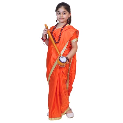 Image of Kaku Fancy Dresses Polyester Meerabai Costume For Kids | Ramayan Character| Meera Bai Dress | Mythological Character - For Girls - 3-4 Years