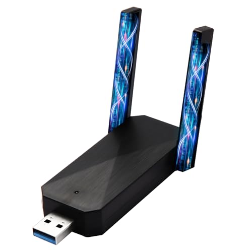 LYZNSMART WiFi 6 USB Adapter, WiFi Booster for PC 2.4G/5G Dual Band Wireless Network Adapter with High Gain Antenna, WPA3, Travel Size, Supports Windows 11/10