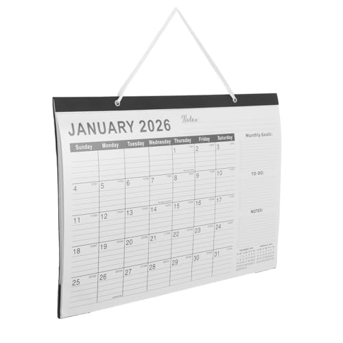 WOONEKY Wall Calendar Months January to June Hanging Monthly Planner with Thick Paper Ruled Blocks Multinational Holidays for Home Office School Family Planning