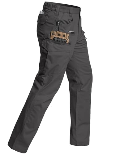 CARWORNIC Men's Stretch Tactical Pants Water-Resistant Ripstop Flex Cargo Work Pants Lightweight Carpenter Construction Utility Pants Waterproof EDC Outdoor Hunting Hiking Trousers with 11 Pockets