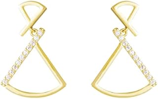 Orecchini Con Micro Zirconi Piccoli Orecchini A Ventaglio Asimmetrici Geometrici Femminili Orecchini