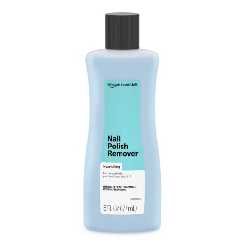 Image of Amazon Essentials Nail Polish Remover, Nourishing, Acetone-Based, Formulated with Panthenol and Vitamin E, 6 Fl Oz